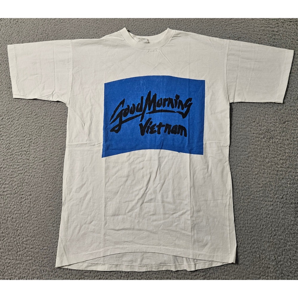 Vintage Good Morning Vietnam‎ Saigon White T Shirt Movie Promo 70s Short Sleeve